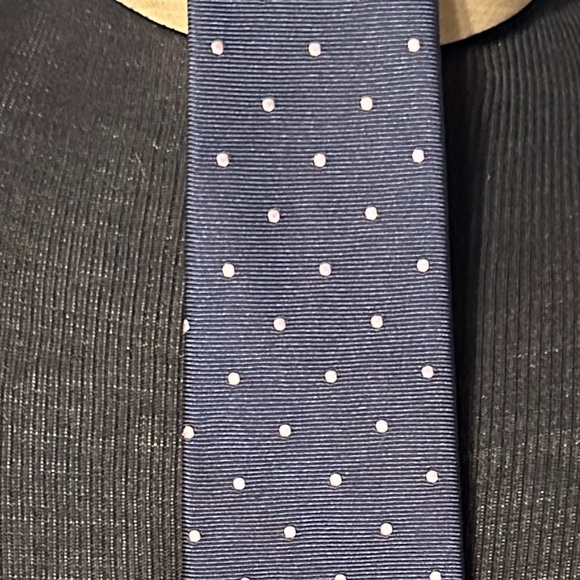 AUTHENTIC MATTABISCH NAPOLI 100% SILK NECKTIE TIE NAVY PINK DOTS - Picture 2 of 5